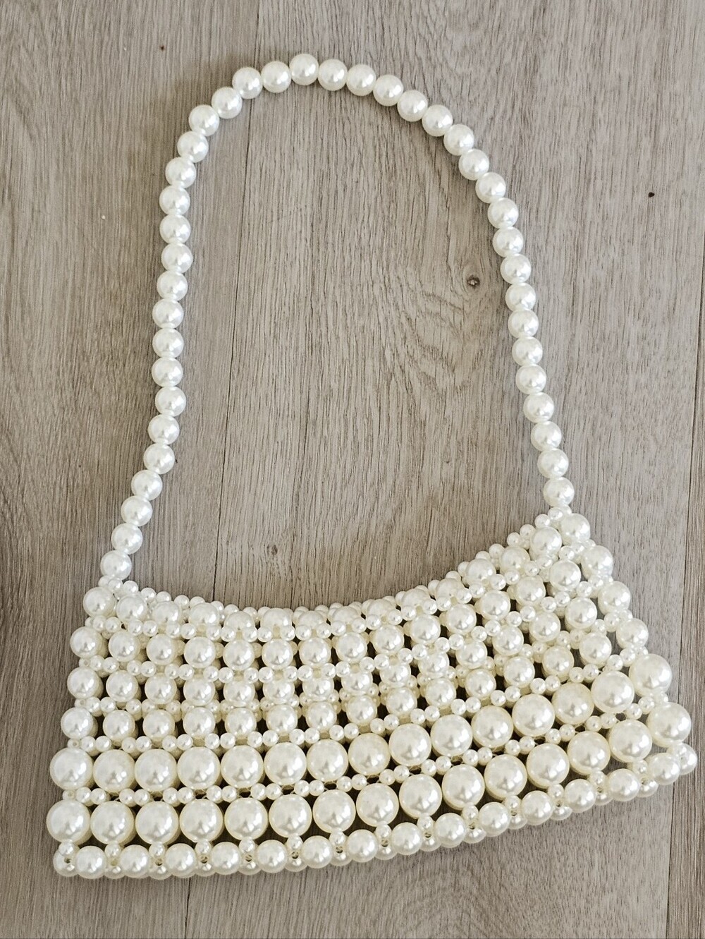 Ivory Pearl Beaded Shoulder Bag Mini Handbag Purse Bridal Wedding Evening